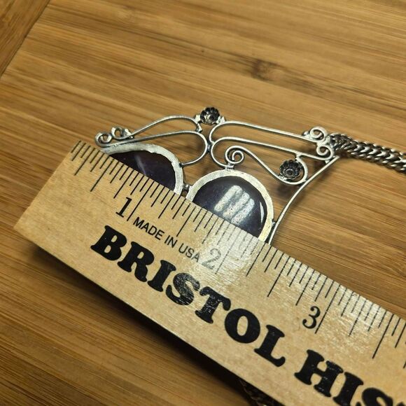 Women's Purple and Silver Jewelry bono necklace handmade - Picture 5 of 8